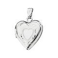 14K White Heart Locket Pendant